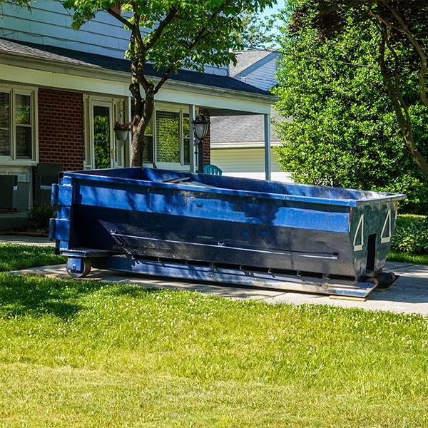 residential dumpsters can be placed on a driveway or lawn, but safety measures should be required to avoid damage to the property